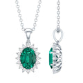 Certified 0.85 Carat Lab Grown Emerald Oval Necklace with Chain