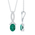 0.85 Carat Oval Lab Created Emerald Minimal Necklace with Chain