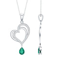 Sterling Silver 0.7 Carat Lab Grown Emerald Heart Locket with Chain