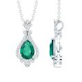 Vintage Inspired Lab Grown Emerald 0.75 Carat Bridal Necklace with Silver Chain