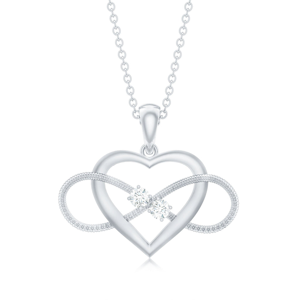 Natural Diamond Infinity Heart Necklace For Her