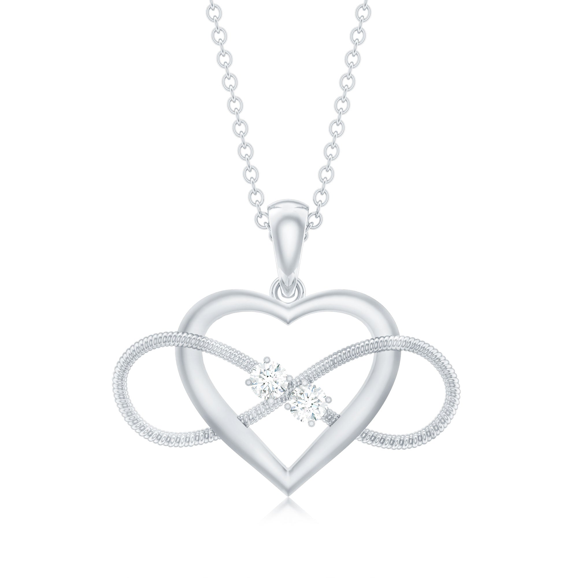 Natural Diamond Infinity Heart Necklace For Her