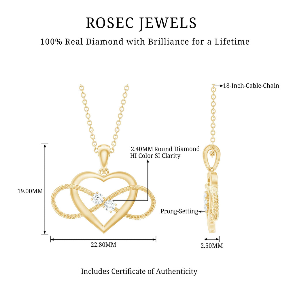 Natural Diamond Infinity Heart Necklace For Her