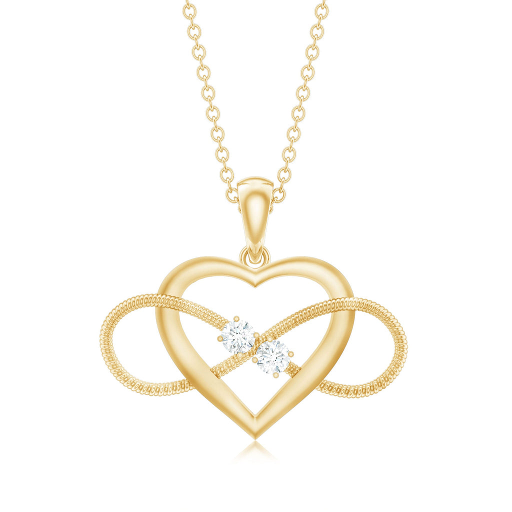 Natural Diamond Infinity Heart Necklace For Her
