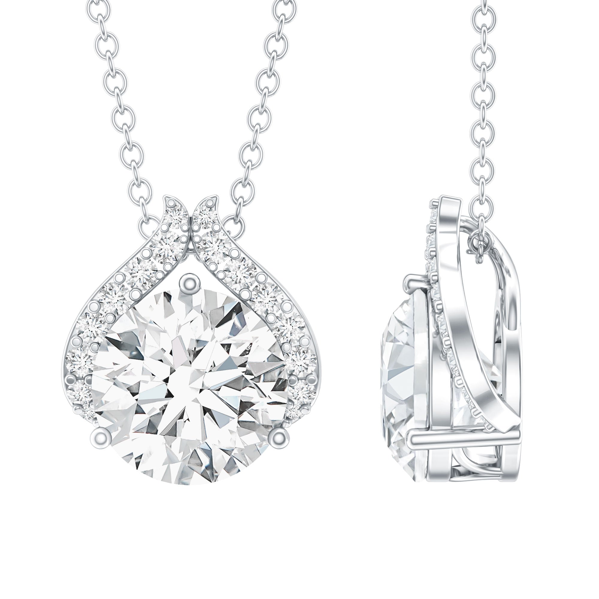 Certified 8 MM Round Lab Grown Diamond Bridal Necklace