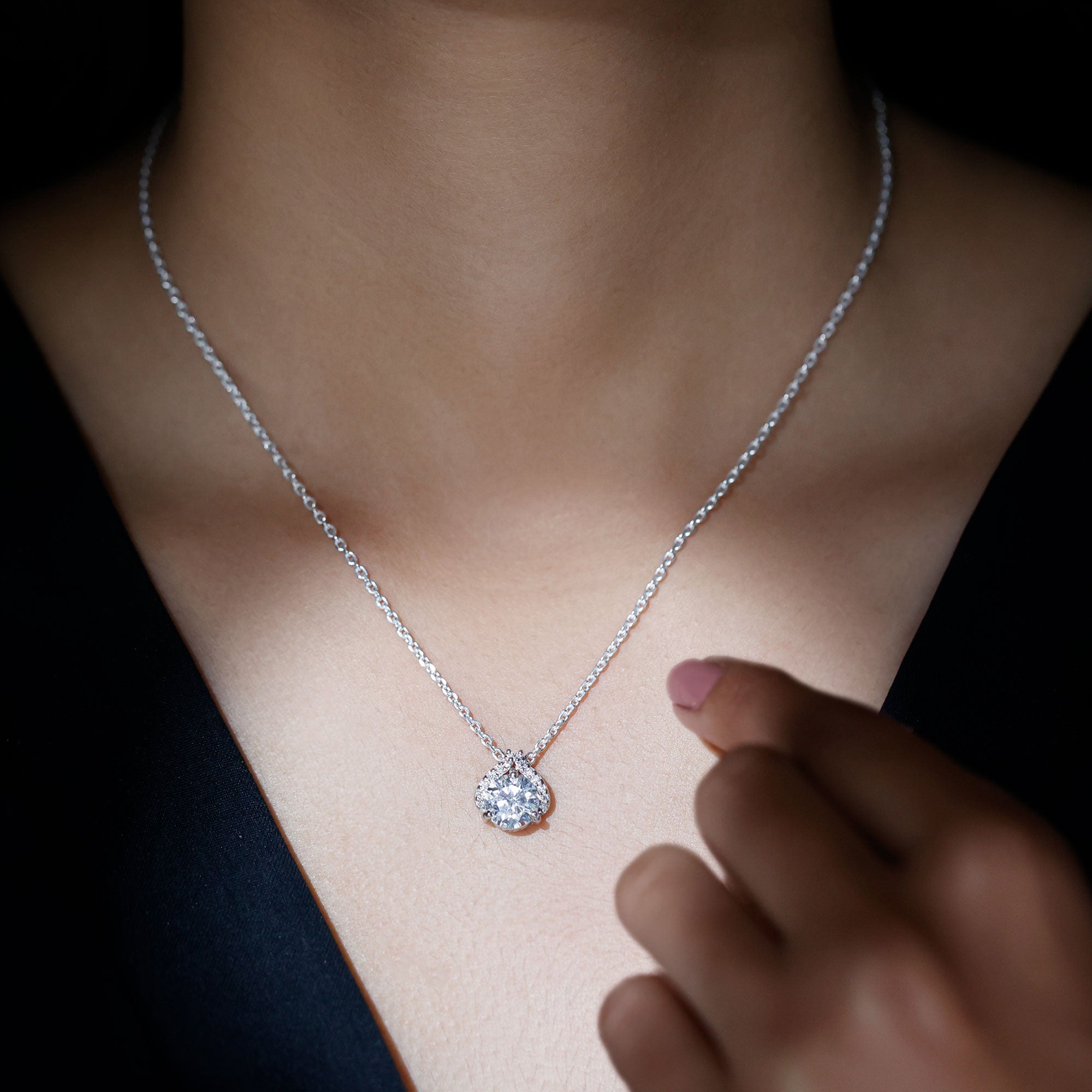 Certified 8 MM Round Lab Grown Diamond Bridal Necklace