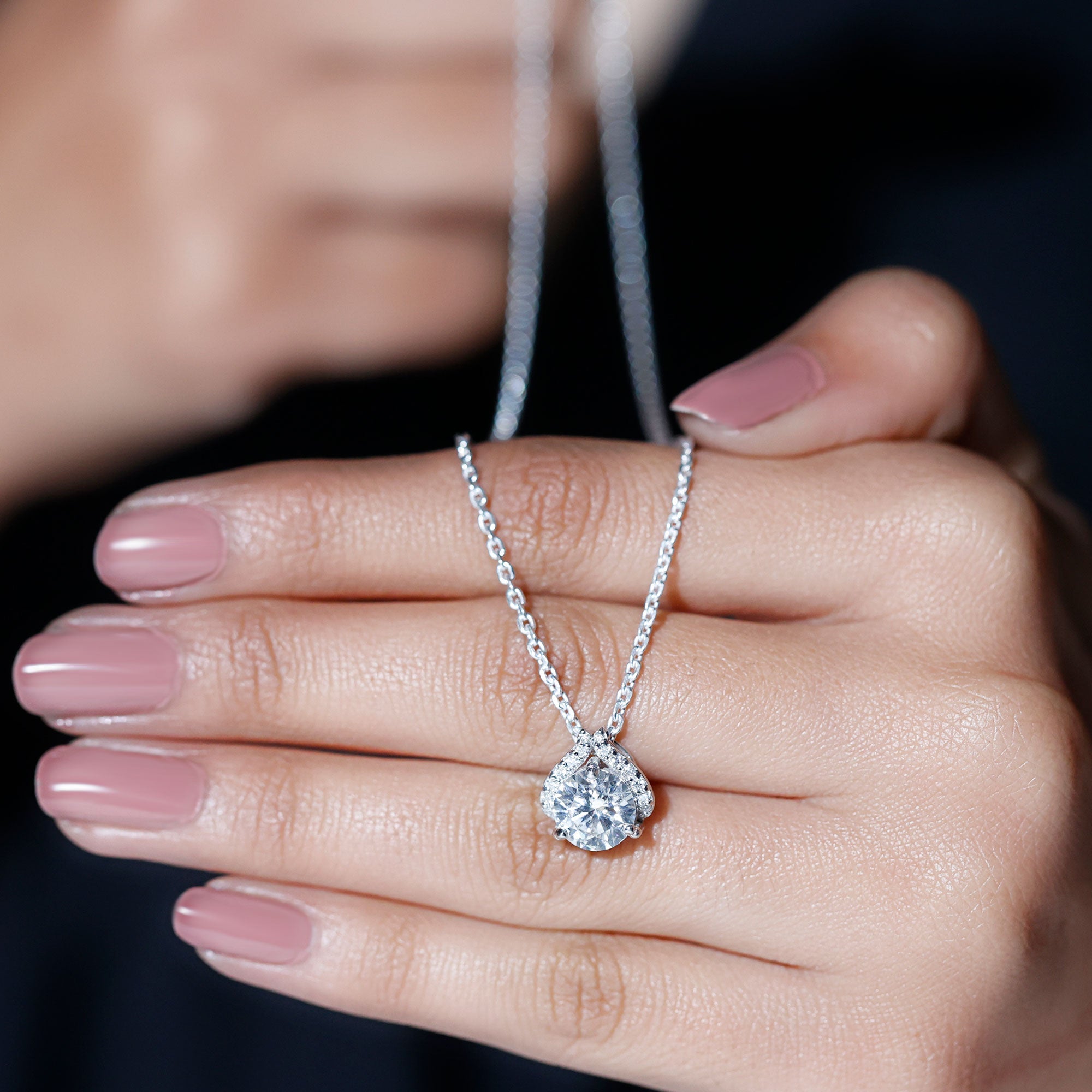 Certified 8 MM Round Lab Grown Diamond Bridal Necklace