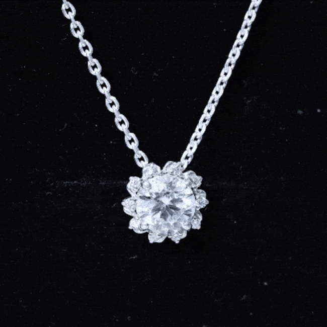 8 MM Round Cut Lab Grown Diamond Starburst Necklace