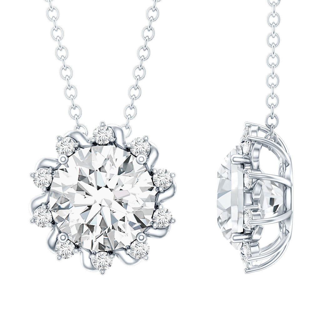 8 MM Round Cut Lab Grown Diamond Starburst Necklace