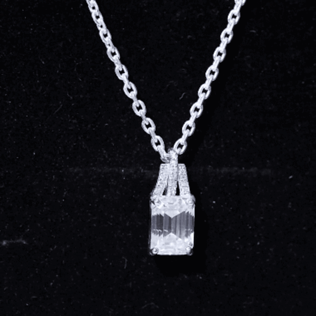 6X8 MM Solitaire Lab Grown Diamond Emerald Cut Necklace