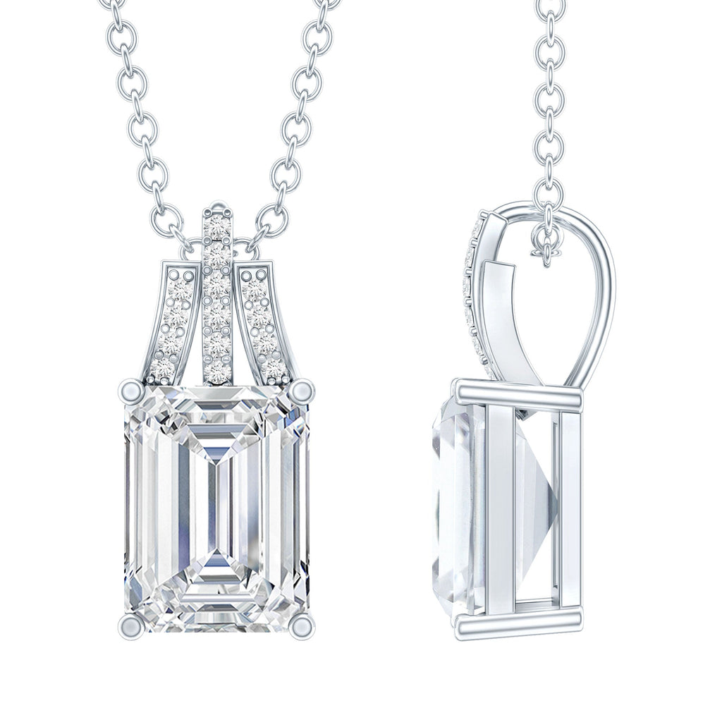 6X8 MM Solitaire Lab Grown Diamond Emerald Cut Necklace
