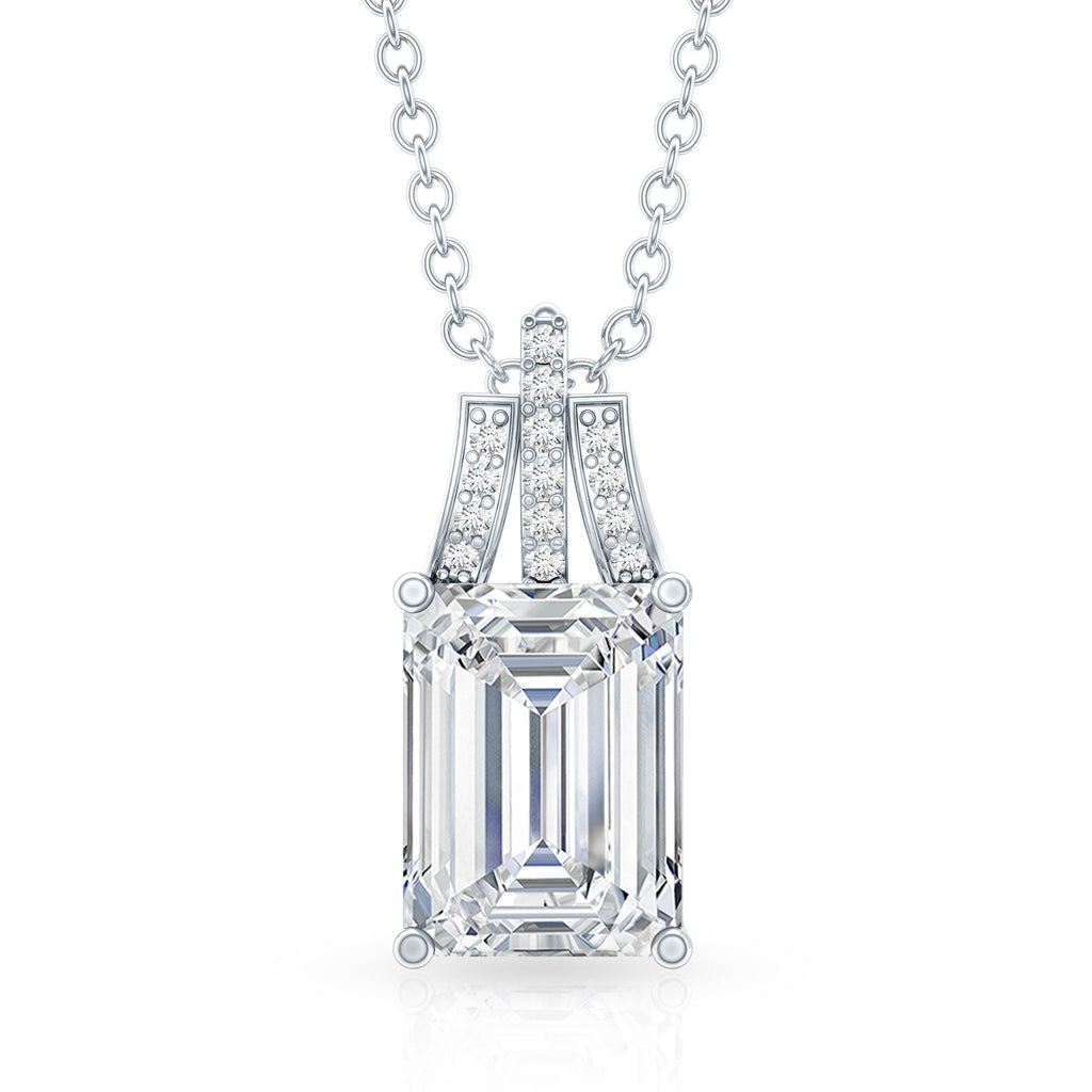 6X8 MM Solitaire Lab Grown Diamond Emerald Cut Necklace
