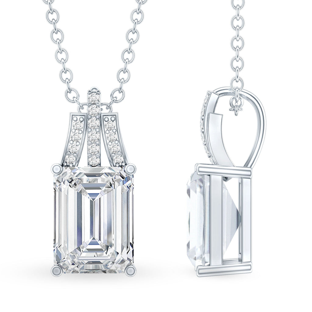 6X8 MM Solitaire Lab Grown Diamond Emerald Cut Necklace