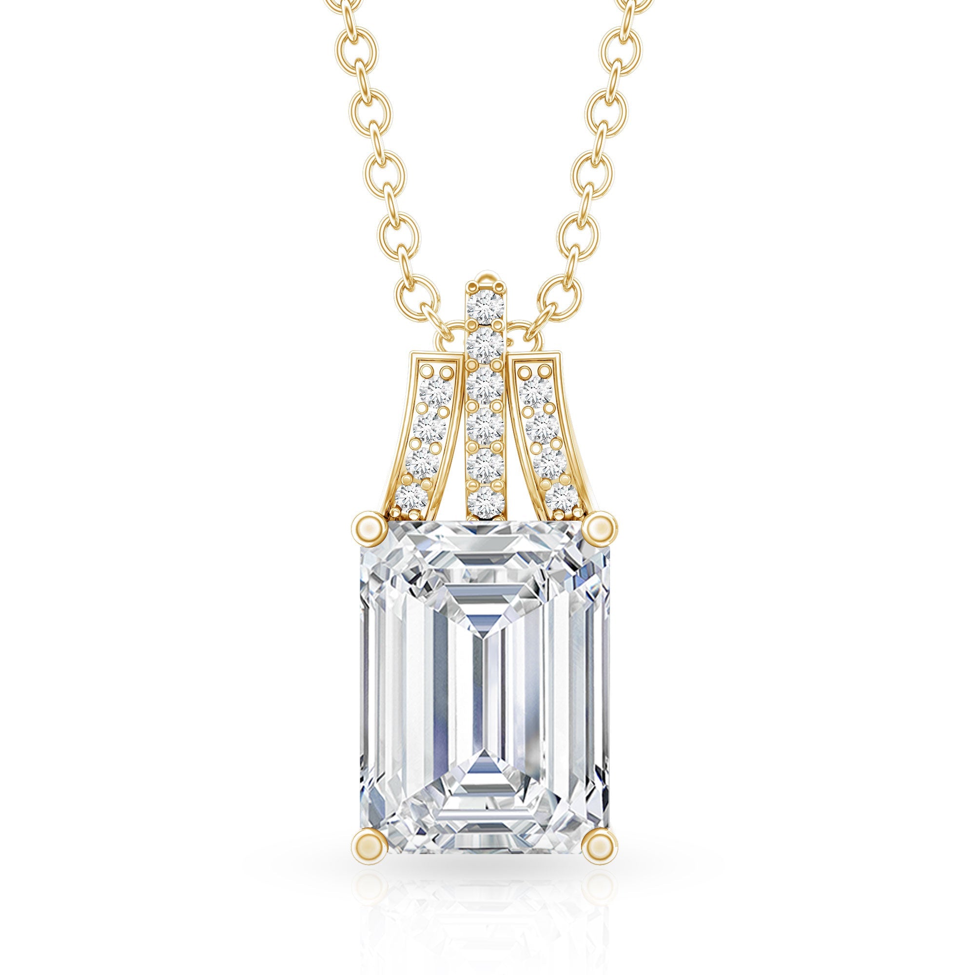 6X8 MM Solitaire Lab Grown Diamond Emerald Cut Necklace