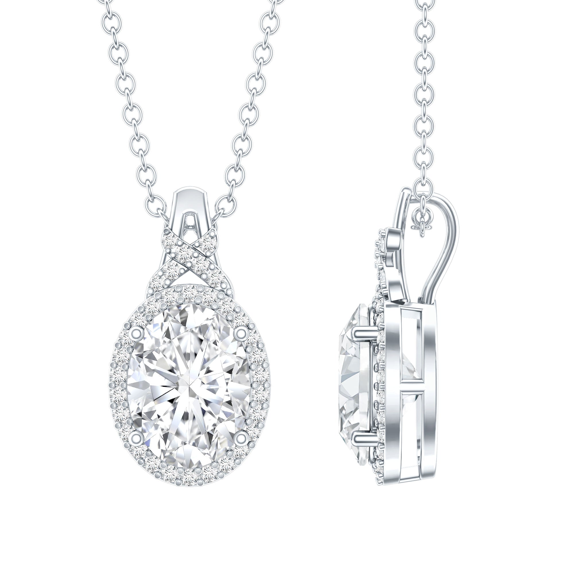 Lab Grown Diamond Vintage Style Pendant With Halo