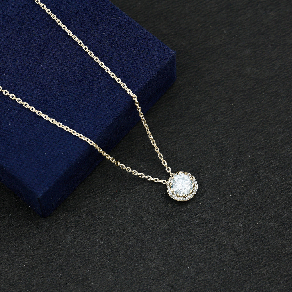 Certified 8 MM Circle Lab Grown Diamond Necklace With Halo