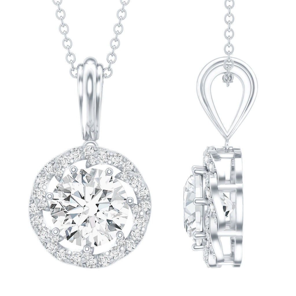 Certified 8 MM Lab Grown Diamond Halo Necklace