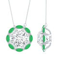 8 MM Lab Grown Diamond Bridal Necklace With Emerald