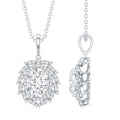 6X8 MM Oval Lab Grown Diamond Vintage Necklace With Double Halo