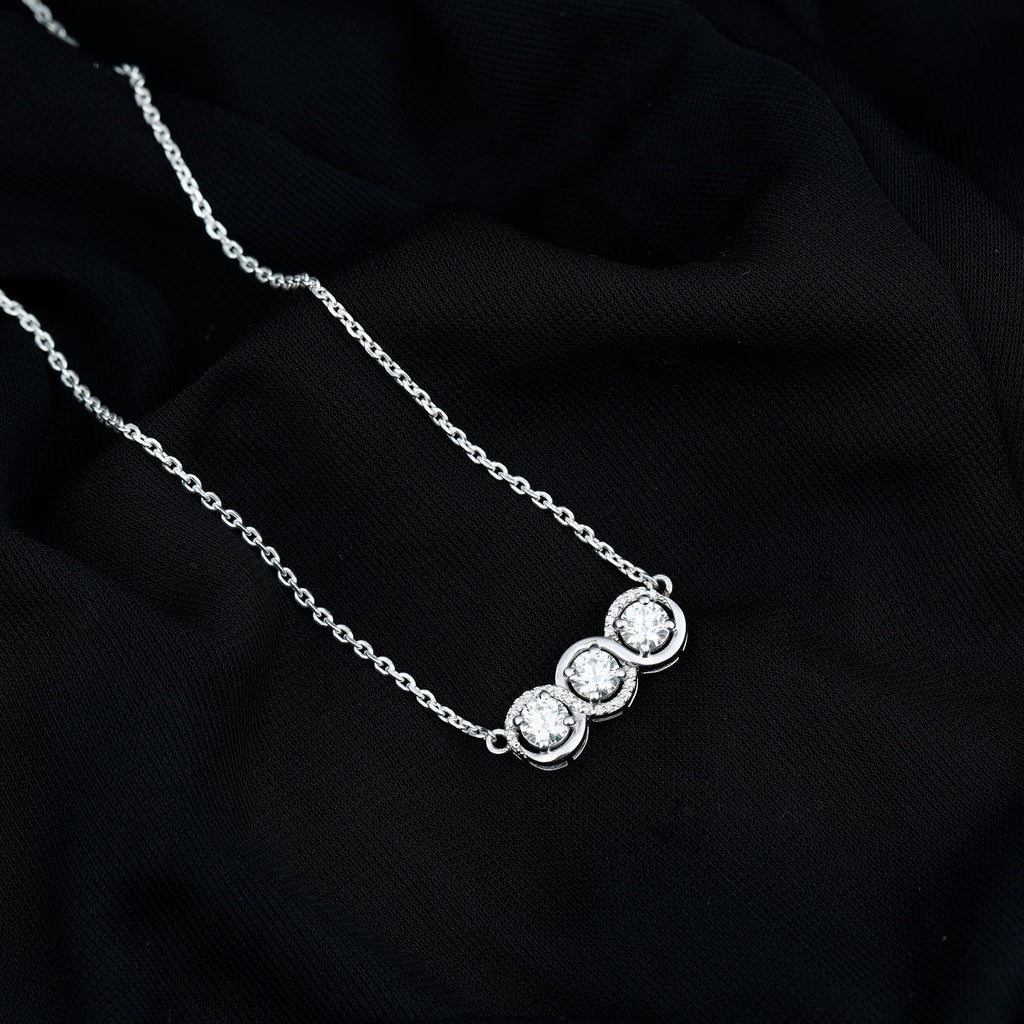 Certified Lab Grown Diamond 3 Stone Necklace For Her