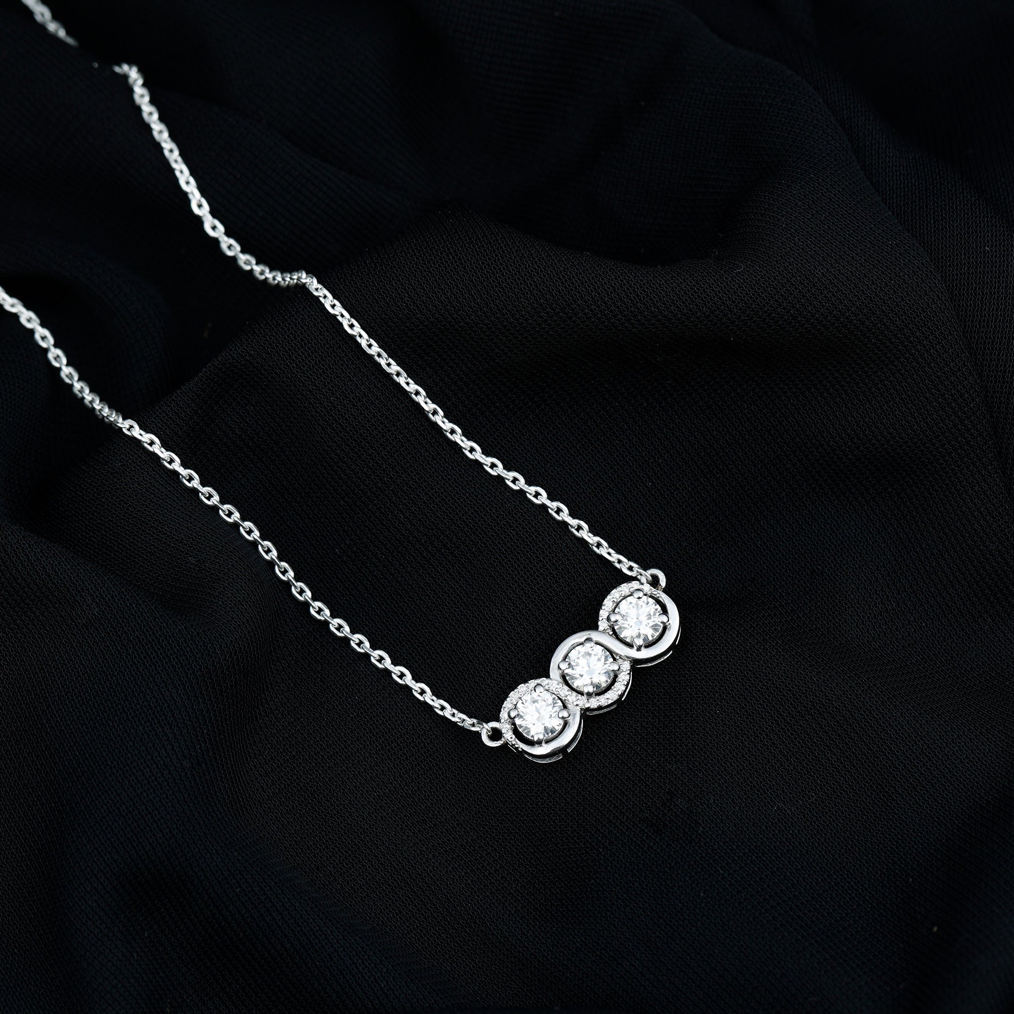 Certified Lab Grown Diamond 3 Stone Necklace For Her