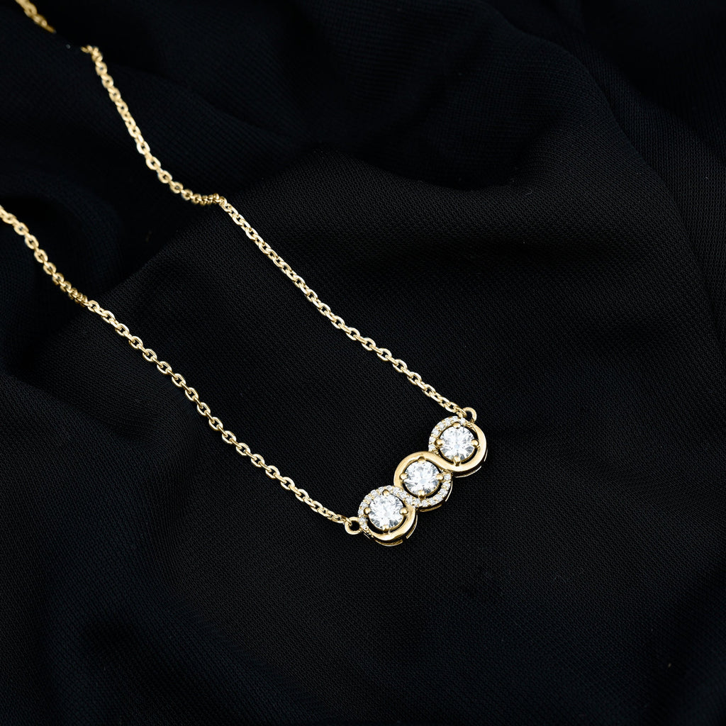 Certified Lab Grown Diamond 3 Stone Necklace For Her