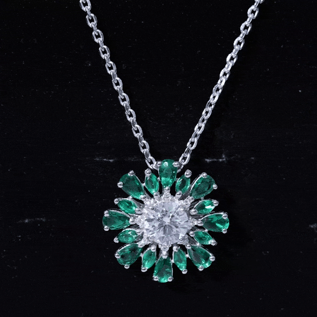 Certified 7 MM Lab Grown Diamond Statement Necklace With Emerald