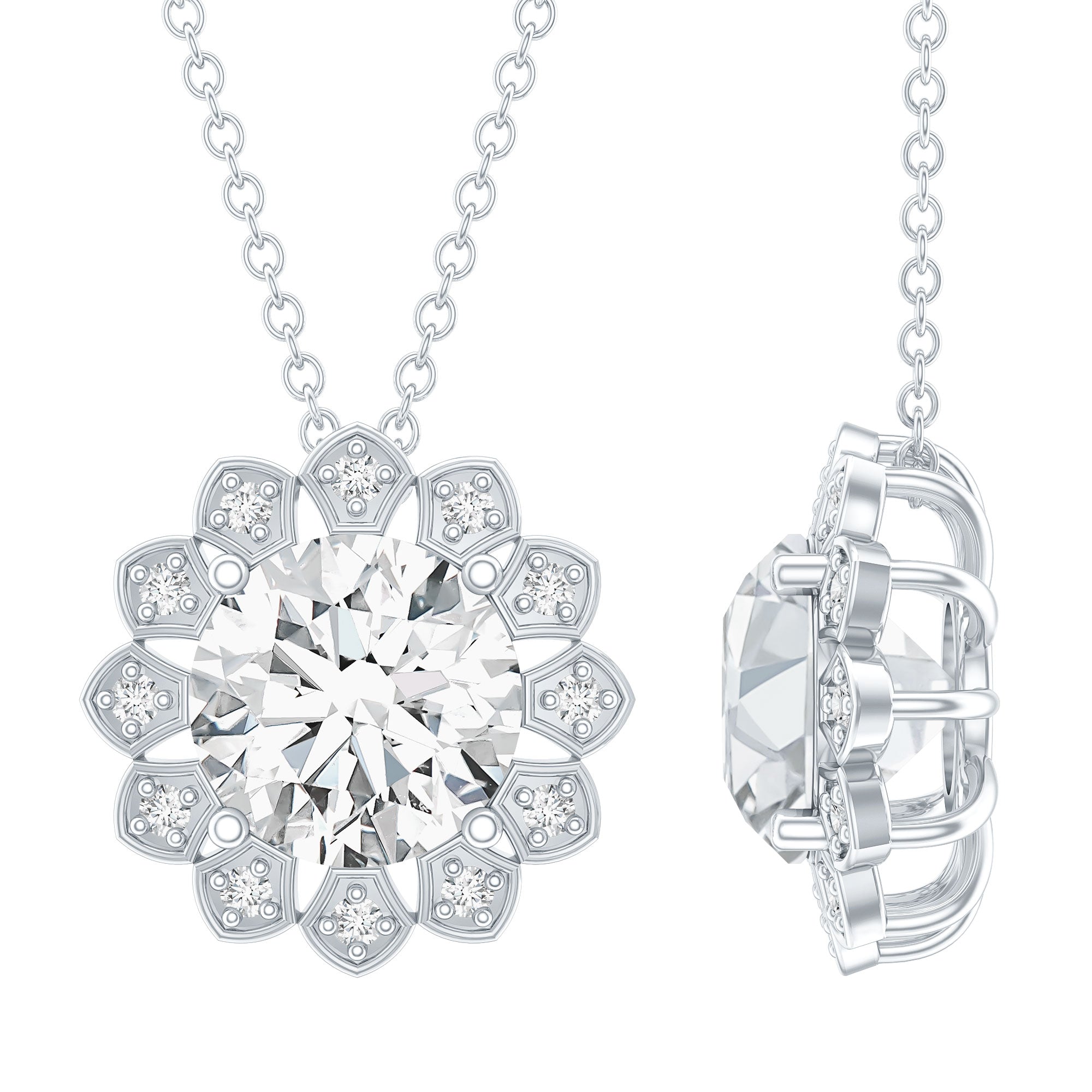 Certified 8 MM Lab Grown Diamond Cocktail Necklace For Women
