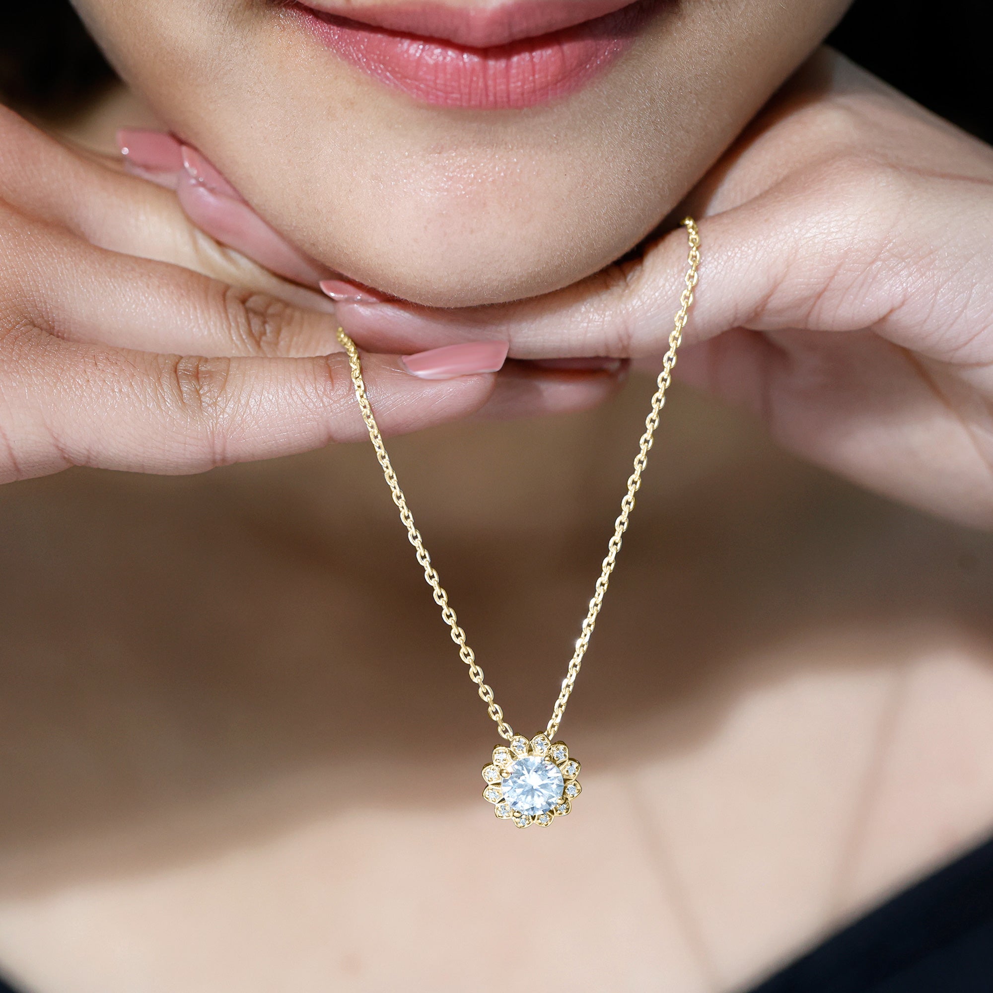 Certified 8 MM Lab Grown Diamond Cocktail Necklace For Women