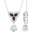 1 Carat Lab Grown Diamond Dangle Necklace With Garnet