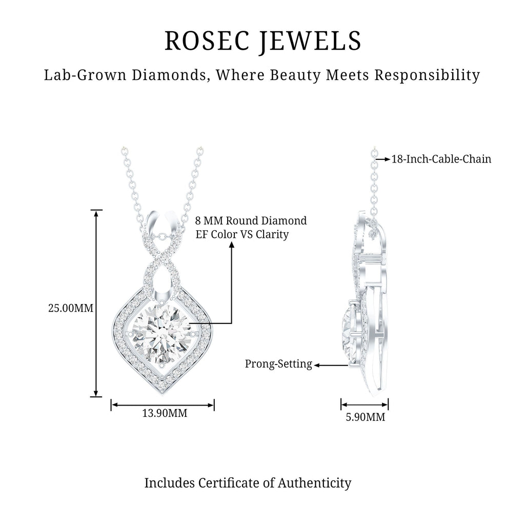 8 MM Round Lab Grown Diamond Infinity Loop Necklace