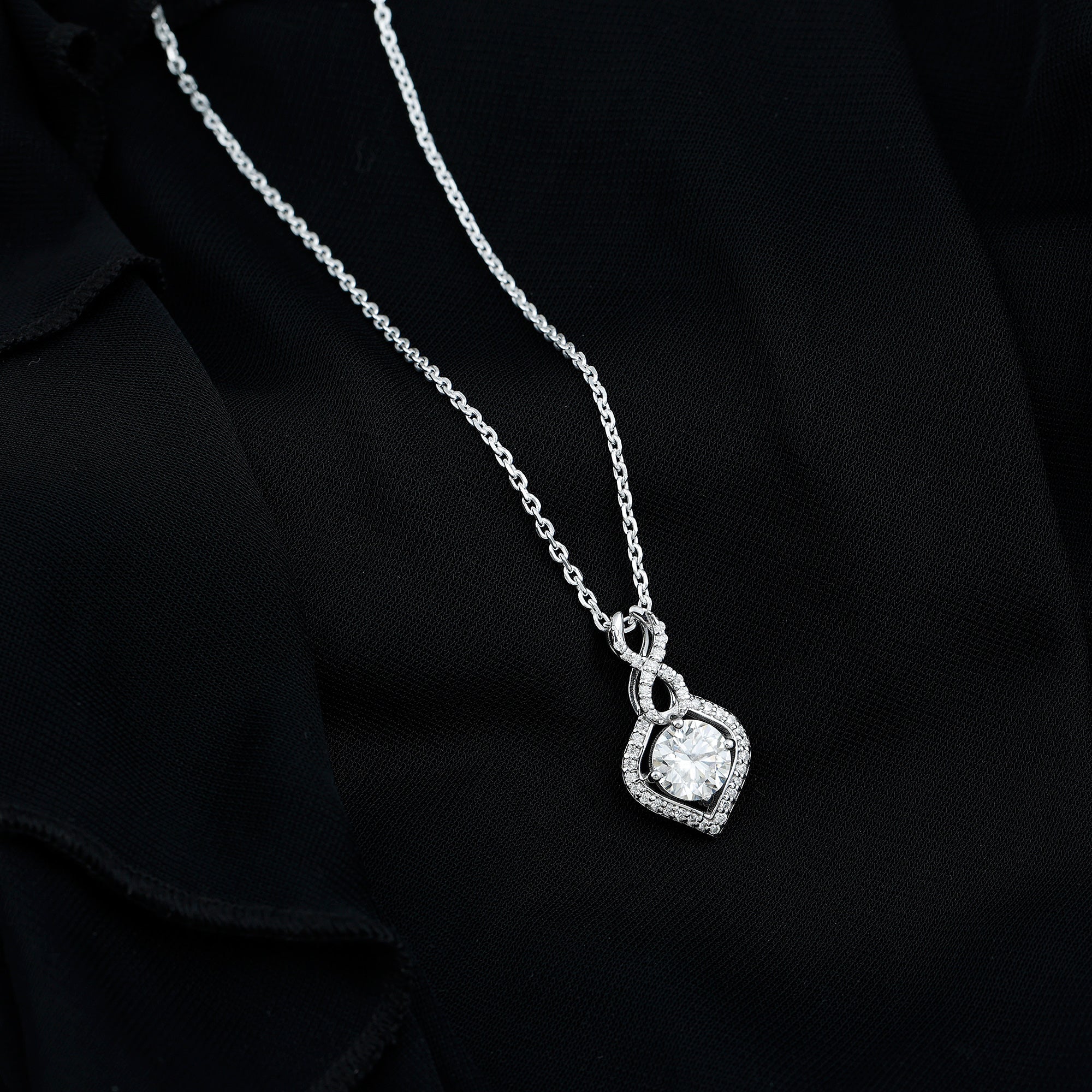 8 MM Round Lab Grown Diamond Infinity Loop Necklace