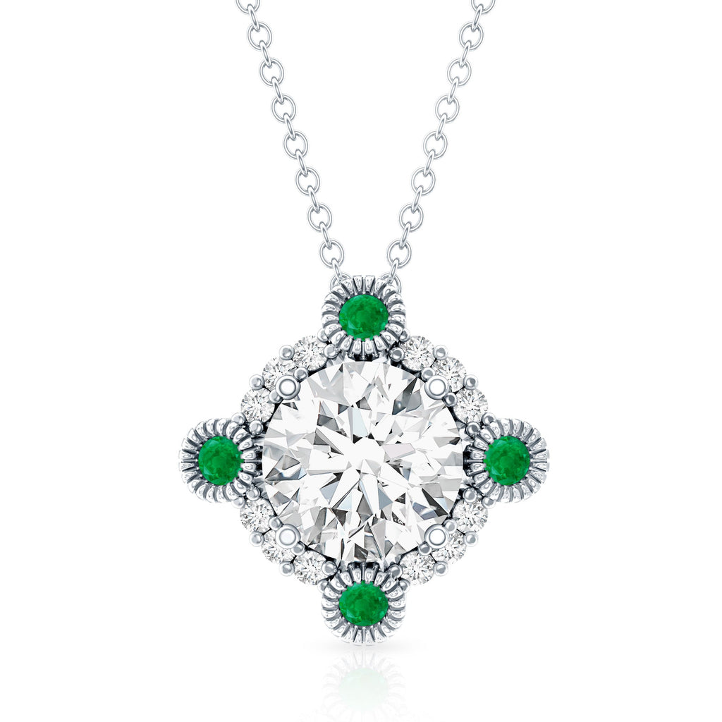 Lab Grown Diamond Bridal Necklace With Emerald