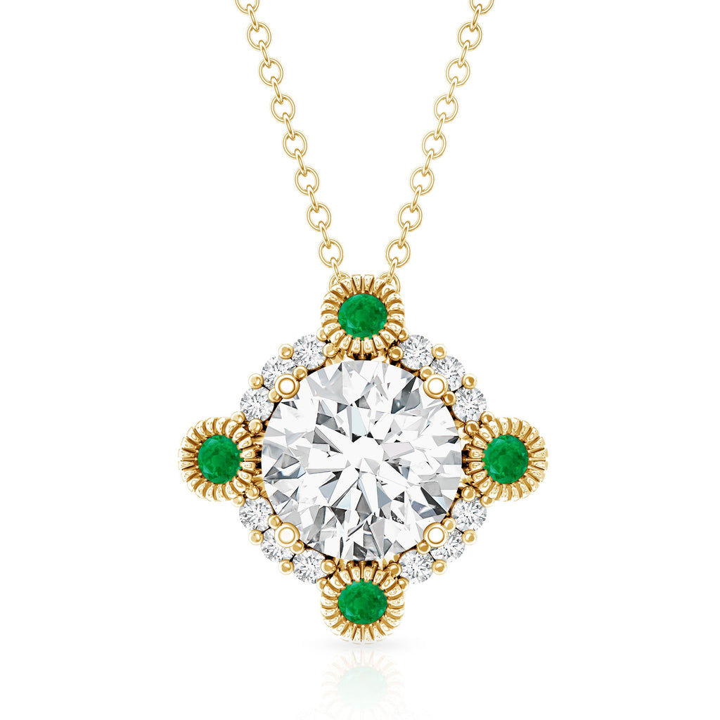 Lab Grown Diamond Bridal Necklace With Emerald