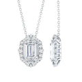 Certified 6X8 MM Emerald Cut Lab Grown Diamond Statement Necklace With Halo
