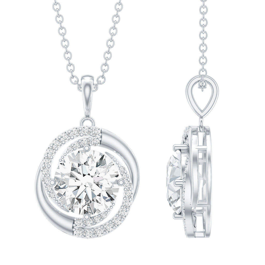 Prong Set 8 MM Round Lab Grown Diamond Swirl Pendant Necklace