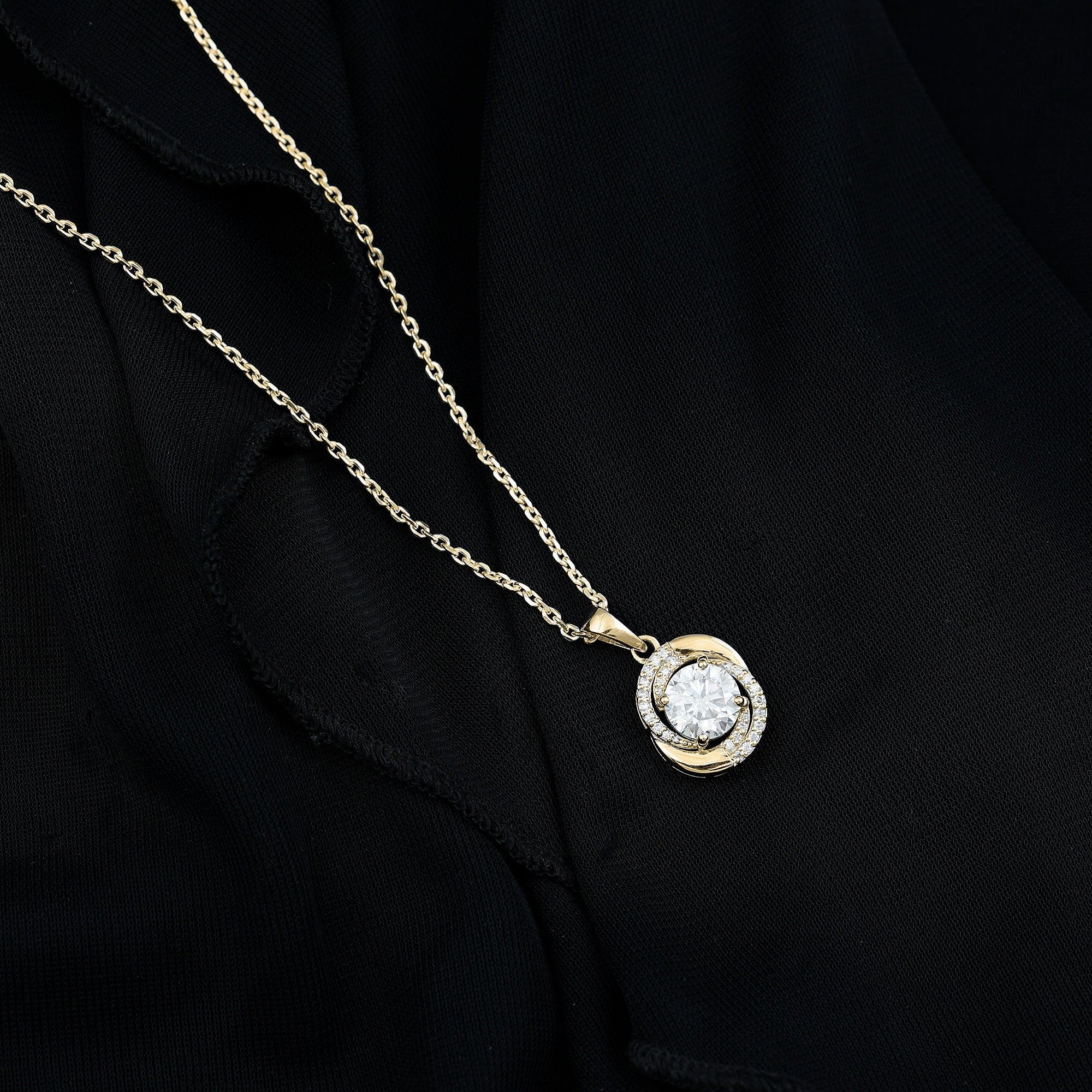 Prong Set 8 MM Round Lab Grown Diamond Swirl Pendant Necklace