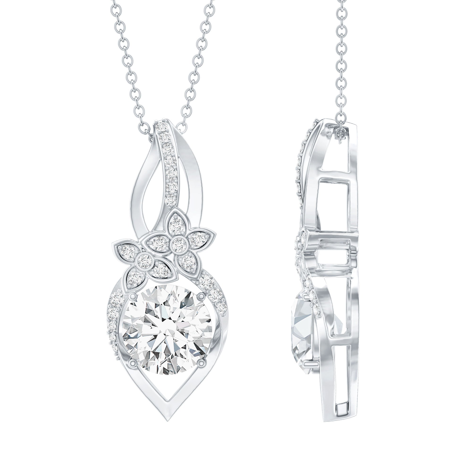Lab Grown Diamond Flower Statement Necklace