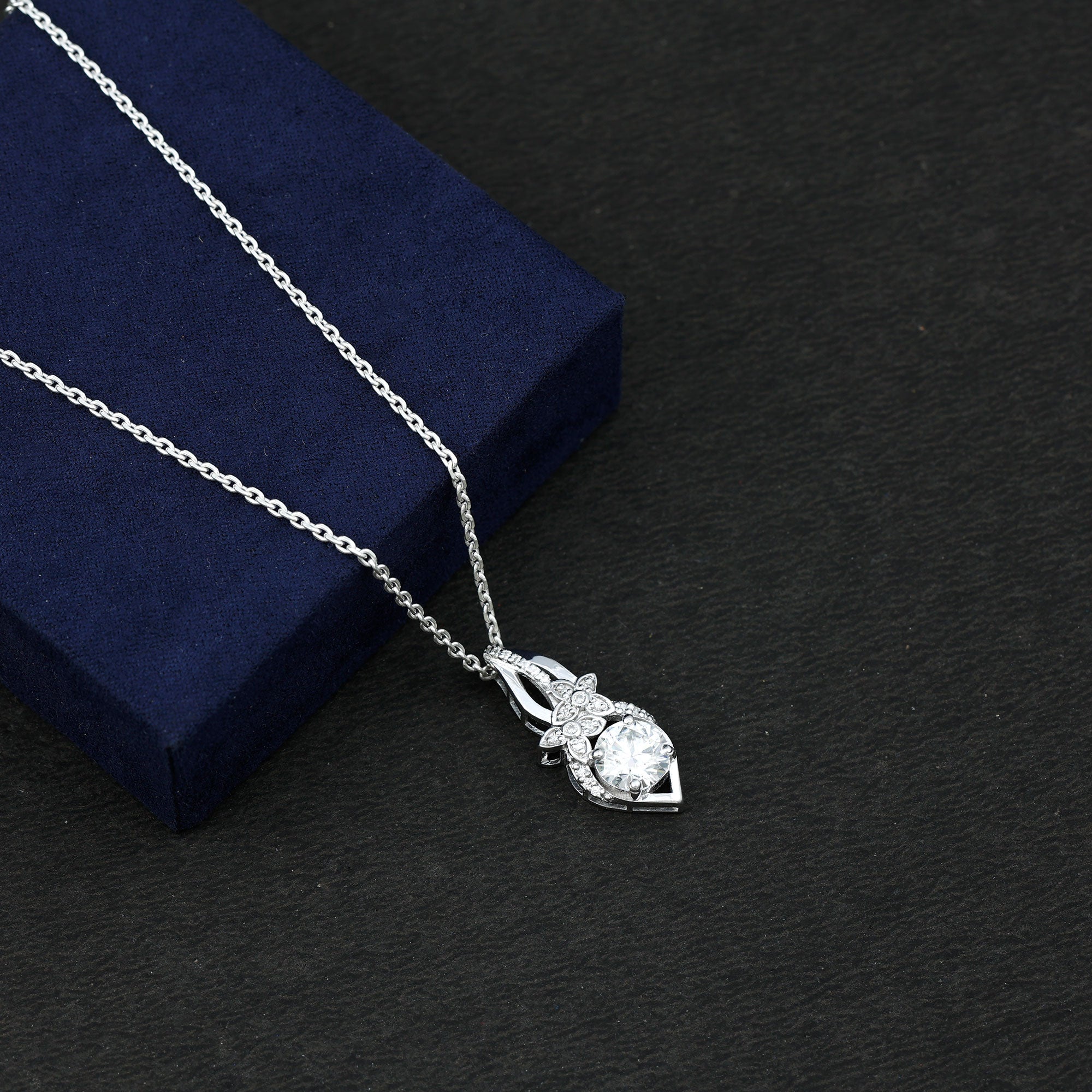 Lab Grown Diamond Flower Statement Necklace