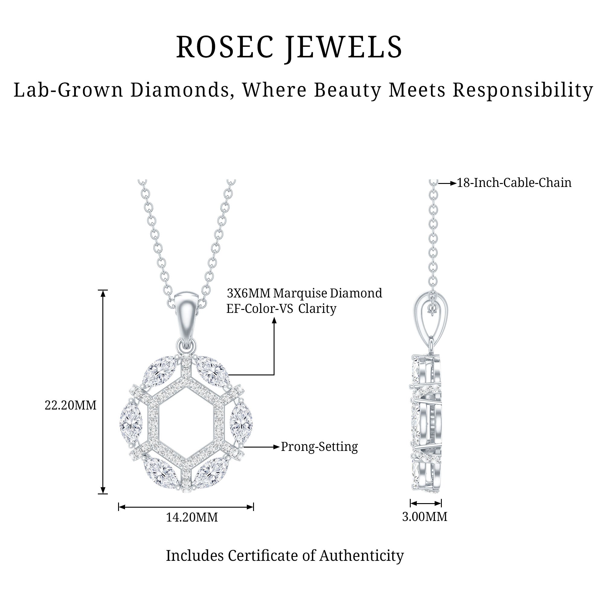 Vintage Style Lab Grown Diamond Wedding Designer Pendant