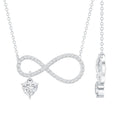 Pave Set Lab Grown Diamond Infinity Heart Charm Necklace