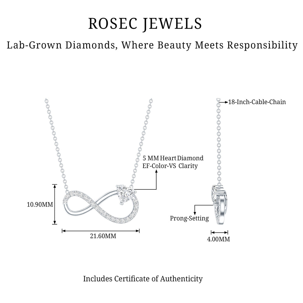 Lab Grown Diamond Infinity Heart Necklace For Women