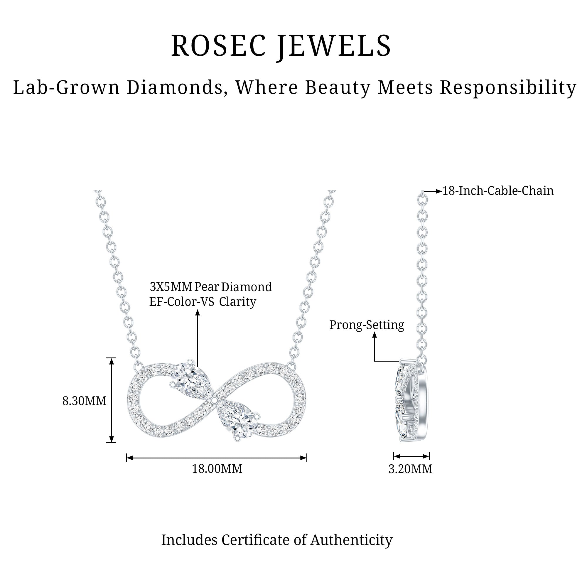 Lab Grown Diamond Forever Knot Teardrop Necklace