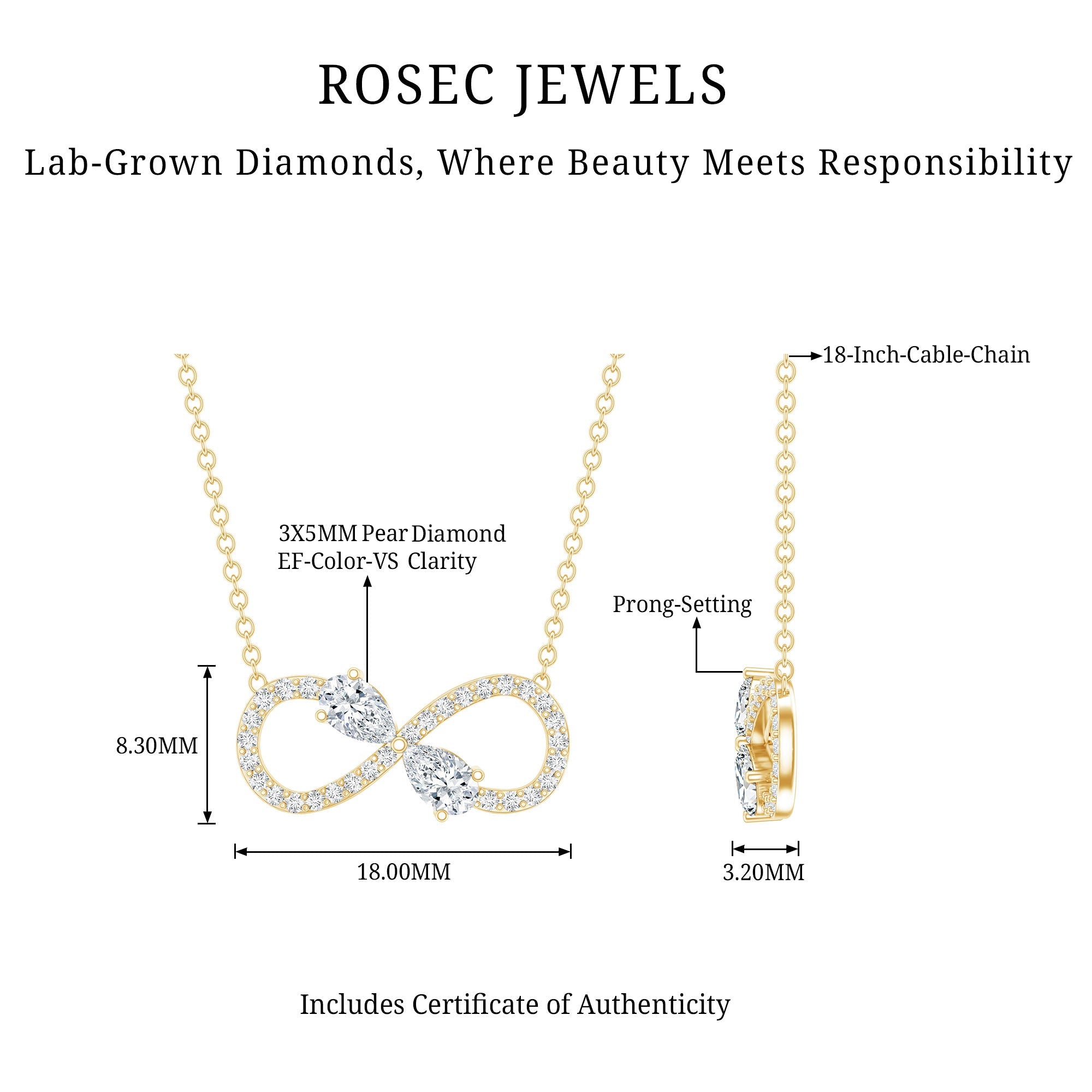 Lab Grown Diamond Forever Knot Teardrop Necklace