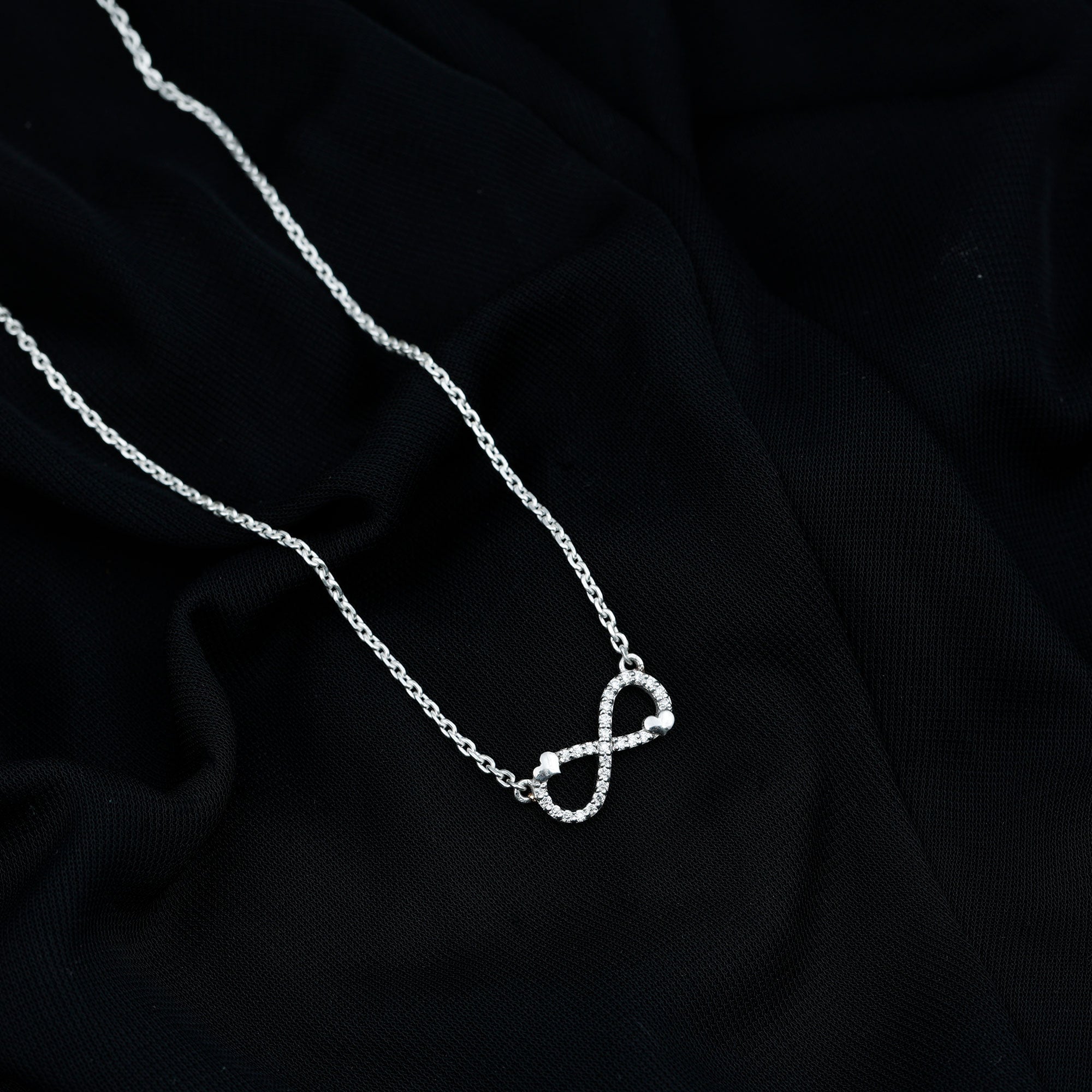 Lab Grown Diamond Infinity Knot Necklace With Cute Heart