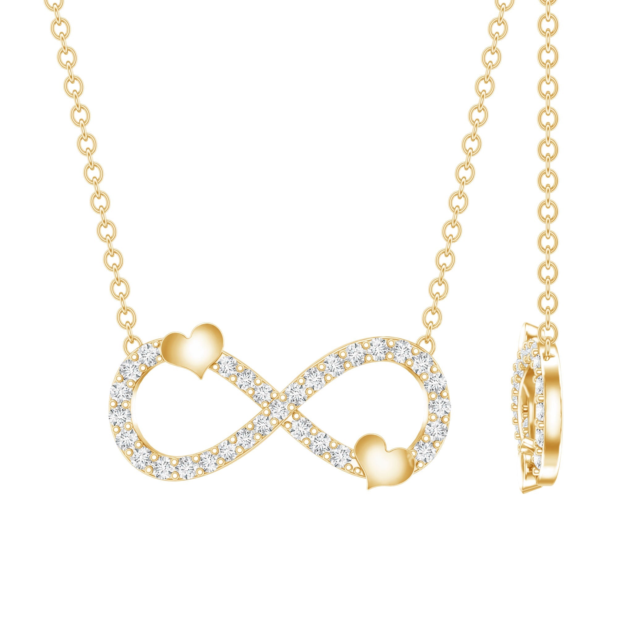 Lab Grown Diamond Infinity Knot Necklace With Cute Heart