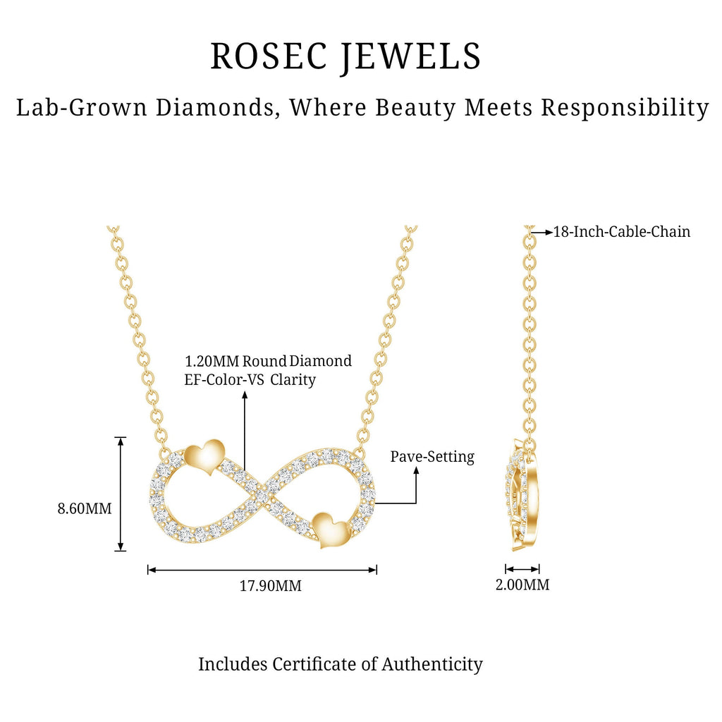 Lab Grown Diamond Infinity Knot Necklace With Cute Heart