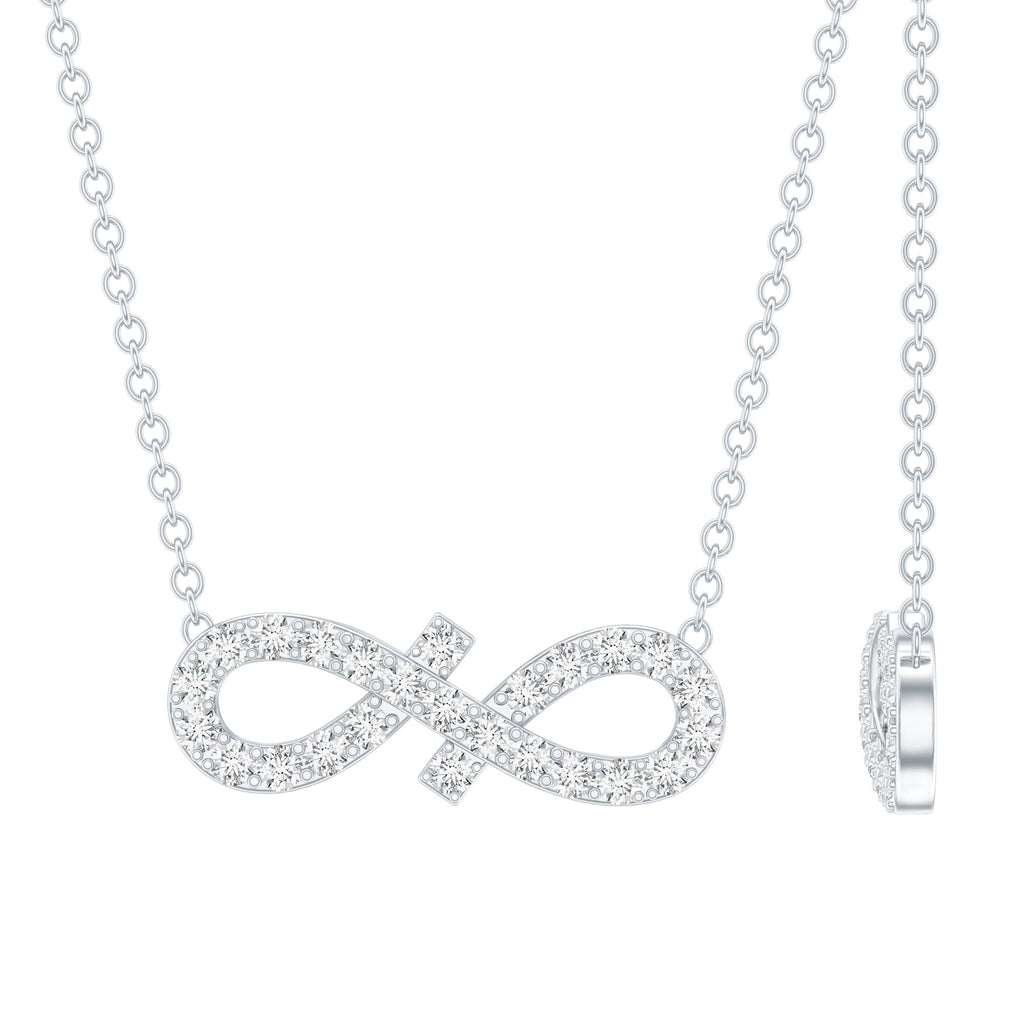 Pave Set Lab Grown Diamond Sideways Infinity Necklace