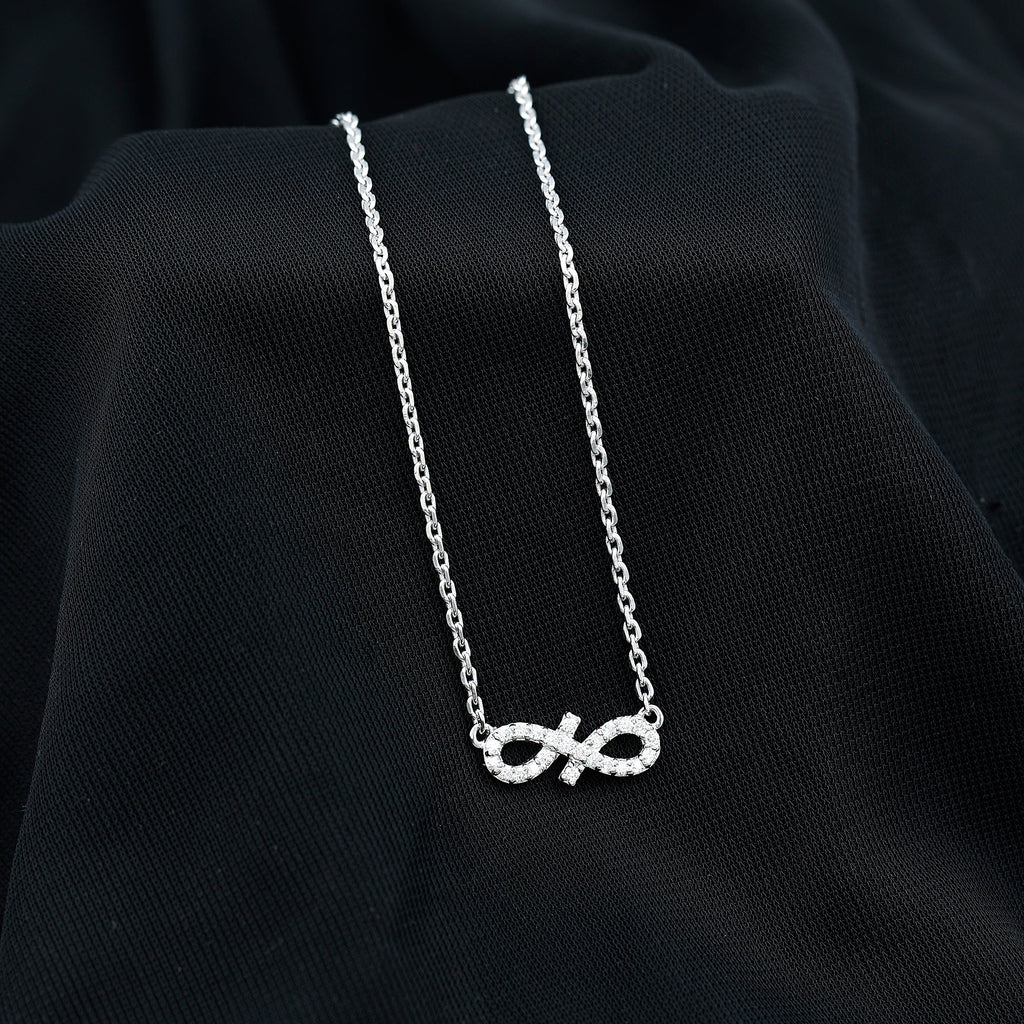 Pave Set Lab Grown Diamond Sideways Infinity Necklace