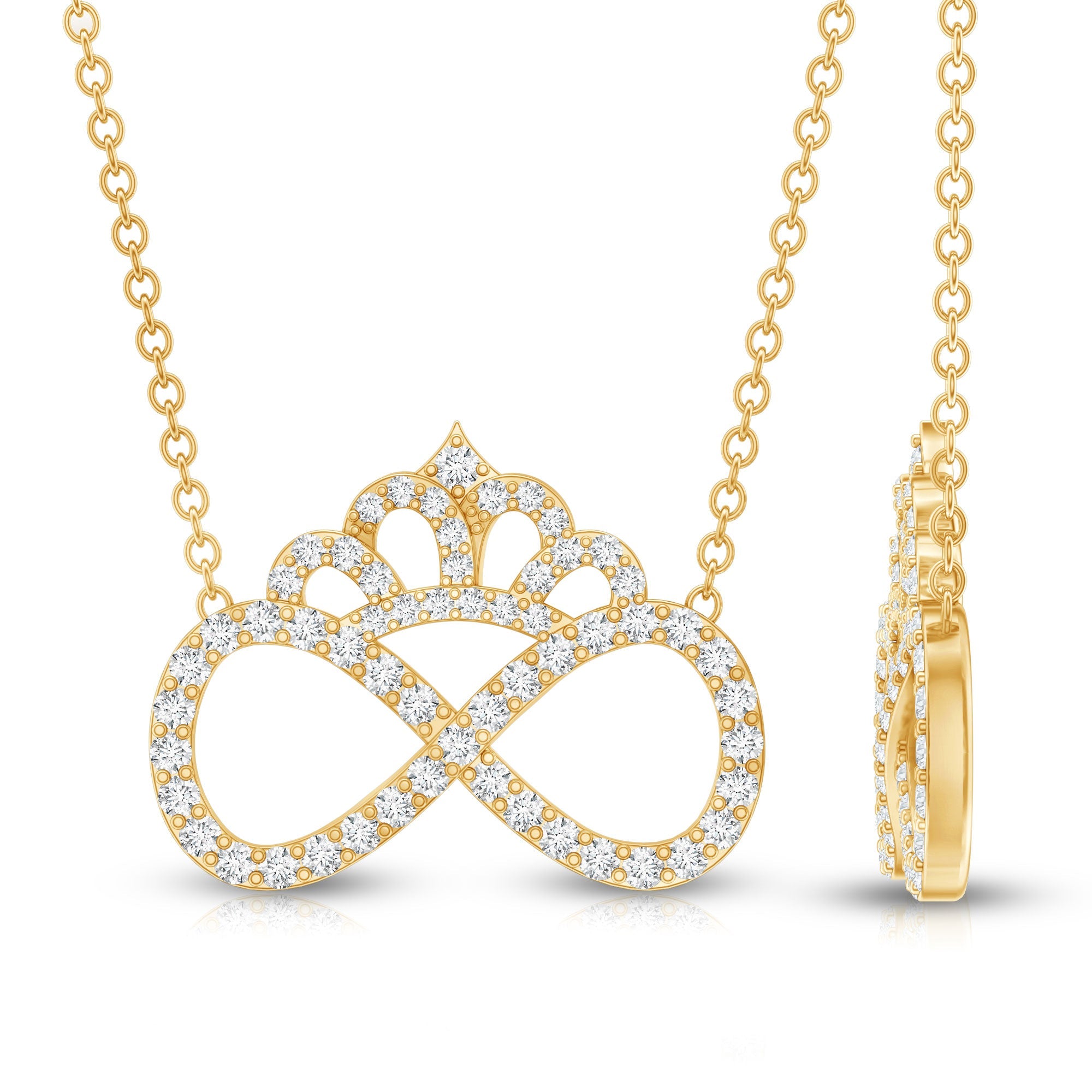 Lab Grown Diamond Crown Statement Necklace